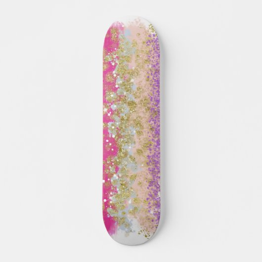 Rosa und Lila goldfarbene Skateboard (Vorne)
