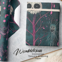 Rosa und Lila gotische Halloween-Skulls & Blume Geschenkpapier