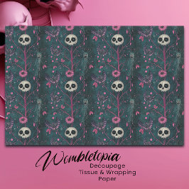 Rosa und Lila gotische Halloween-Skulls & Blume Seidenpapier