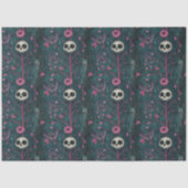 Rosa und Lila gotische Halloween-Skulls & Blume Seidenpapier (Vorderseite)