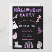 Rosa und Lila Halloween-Party Niedlicher Geist und Einladung (Vorderseite)