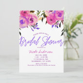 Rosa und Lila-hell Modernes Brautparty mit Blumen Einladung (Stehend Vorderseite)