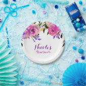 Rosa und Lila-hell Modernes Brautparty mit Blumen Pappteller (Party)