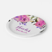 Rosa und Lila-hell Modernes Brautparty mit Blumen Pappteller (Schrägansicht)