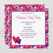Rosa und Lila Herz-Valentinstag-Party Einladung (Vorne/Hinten)