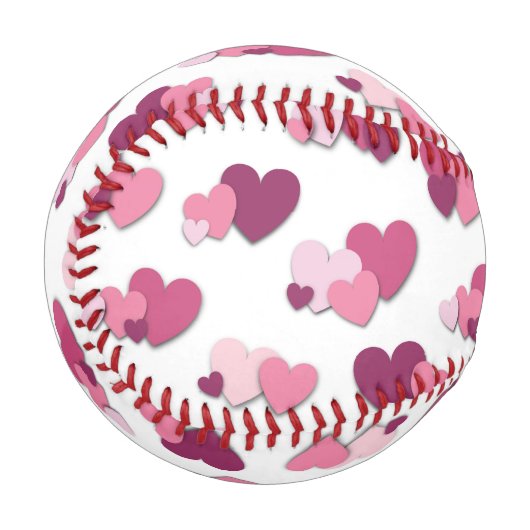 Rosa und Lila Herzen Baseball (Vorderseite Links)