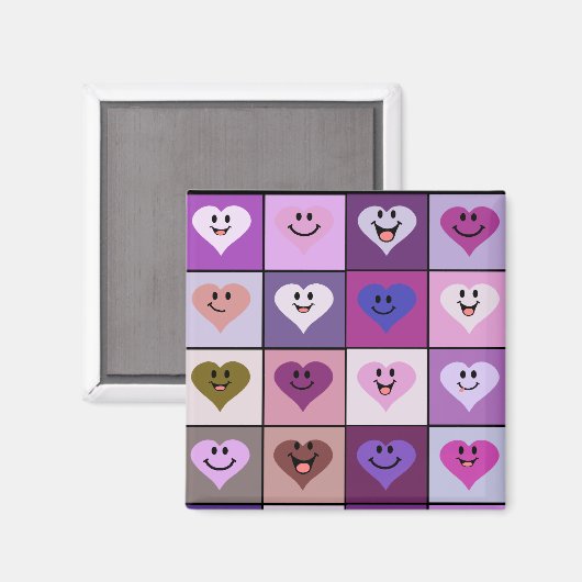 Rosa und Lila Herzen Magnet (Vorderseite/Rückseite)