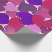 Rosa und lila Herzenspackpapier Geschenkpapier (Ecke)