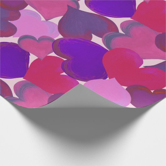 Rosa und lila Herzenspackpapier Geschenkpapier (Ecke)