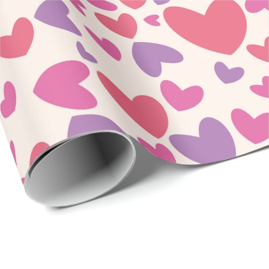 Rosa und Lila Herzklopfpapier Geschenkpapier (Rolleneckpunkt)