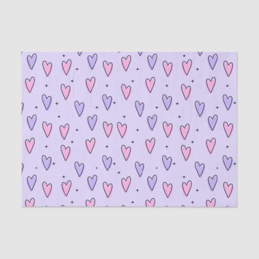 rosa und Lila Herzmuster Seidenpapier (Vorderseite)