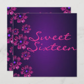 Rosa und Lila Hibiskus Blumengeburt Einladung (Vorne/Hinten)