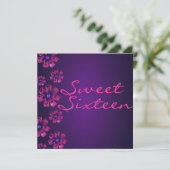 Rosa und Lila Hibiskus Blumengeburt Einladung (Stehend Vorderseite)