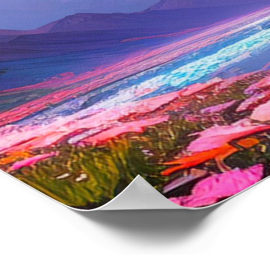 Rosa und Lila Himmel Über einem Bergsee Poster (Ecke)