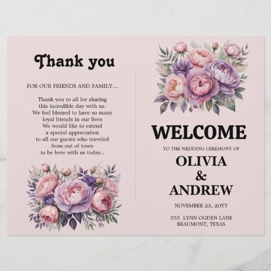 Rosa und Lila Hochzeitsfeier (Vorderseite)