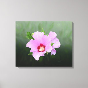 Rosa und Lila Hollyhock-Blume Leinwanddruck