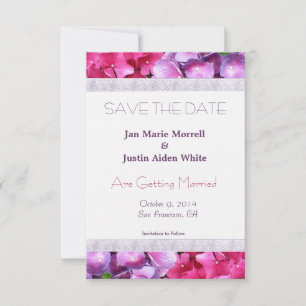 Rosa und lila Hortensien Hochzeitsankündigung Save The Date