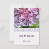 Rosa und Lila Hydrangea-Hochzeitsankündigung Save The Date (Rückseite)
