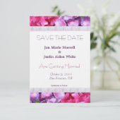 Rosa und Lila Hydrangea-Hochzeitsankündigung Save The Date (Stehend Vorderseite)