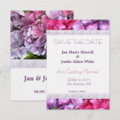 Rosa und Lila Hydrangea-Hochzeitsankündigung Save The Date (Vorne/Hinten)