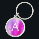 rosa und Lila Imitat Monogramm aus rostfreiem Stah Schlüsselanhänger<br><div class="desc">Hot Pink und Lila Ombre Imitate Edelstahl Metallic Elegant Schlüsselanhänger. Diese Schlüsselanhänger können so angepasst werden,  dass sie Ihren Anfangs- und Vornamen enthalten. Diese Schlüsselketten machen Geburtstags-,  Brautparty- oder Junggeselinnen-Abschied-Favoriten großartig.</div>