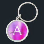 rosa und Lila Imitat Monogramm aus rostfreiem Stah Schlüsselanhänger<br><div class="desc">Hot Pink und Lila Ombre Imitate Edelstahl Metallic Elegant Schlüsselanhänger. Diese Schlüsselanhänger können so angepasst werden,  dass sie Ihren Anfangs- und Vornamen enthalten. Diese Schlüsselketten machen Geburtstags-,  Brautparty- oder Junggeselinnen-Abschied-Favoriten großartig.</div>