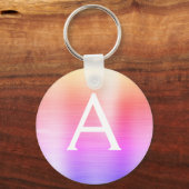 rosa und Lila Imitat Monogramm aus rostfreiem Stah Schlüsselanhänger (Vorderseite)