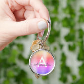 rosa und Lila Imitat Monogramm aus rostfreiem Stah Schlüsselanhänger (Hand)