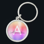 rosa und Lila Imitat Monogramm aus rostfreiem Stah Schlüsselanhänger<br><div class="desc">Pastellrosa,  Orange und Lila Ombre Imitat Edelstahl Metall Elegant Schlüsselanhänger. Diese Schlüsselanhänger können so angepasst werden,  dass sie Ihren Anfangs- und Vornamen enthalten. Diese Schlüsselketten machen Geburtstags-,  Brautparty- oder Junggeselinnen-Abschied-Favoriten großartig.</div>