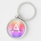 rosa und Lila Imitat Monogramm aus rostfreiem Stah Schlüsselanhänger (Vorne)