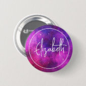 Rosa und Lila Imitate "Space & Stars" Galaxie Button (Vorne & Hinten)