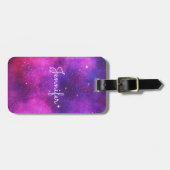 Rosa und Lila Imitate "Space & Stars" Galaxie Gepäckanhänger (Vorderseite horizontal)