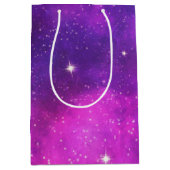 Rosa und Lila Imitate "Space & Stars" Galaxie Mittlere Geschenktüte (Vorderseite)