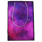 Rosa und Lila Imitate "Space & Stars" Galaxie Mittlere Geschenktüte (Vorderseite)