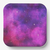 Rosa und Lila Imitate "Space & Stars" Galaxie Pappteller (Vorderseite)