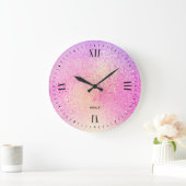 Rosa und lila Irideszenz Große Wanduhr (Zuhause)