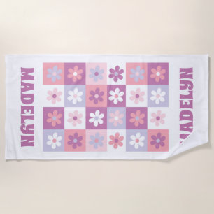 Rosa und Lila Karton Groovy Daisy Strandtuch