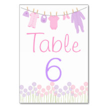 Rosa und Lila Kleine Kleiderdusche Tischkarte