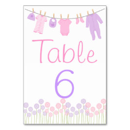 Rosa und Lila Kleine Kleiderdusche Tischkarte Tischnummer