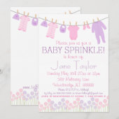 Rosa und Lila Kleine Kleidung Baby Sprinkle Einladung (Vorne/Hinten)
