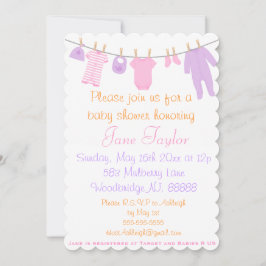 Rosa und Lila Kleine Kleidung Einladungen