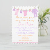 Rosa und Lila Kleine Kleidung Einladungen (Stehend Vorderseite)