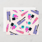 Rosa und Lila Kosmetikmuster Postkarte (Vorne/Hinten)