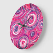 Rosa und Lila Kreise und Wirbel Abstrakt Große Wanduhr (Winkel)