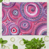 Rosa und Lila Kreise und Wirbel Originale Kunst Geschirrtuch (Gefaltet)