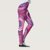 Rosa und Lila Kreise und Wirbel Originale Kunst Leggings (Rechts)