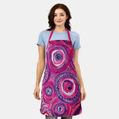 Rosa und Lila Kreise und Wirbel Originale Kunst Schürze (Getragen)