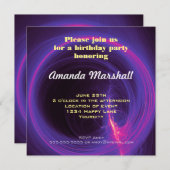 Rosa und Lila Kreislauf Abstrakter Geburtstag Einladung (Vorne/Hinten)