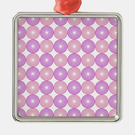 Rosa und lila Kreismuster Quadratisches Silberfarbenes Ornament