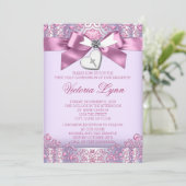 Rosa und Lila Kreuz Einladung (Stehend Vorderseite)